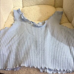 Light Blue Ribbed Women's Top